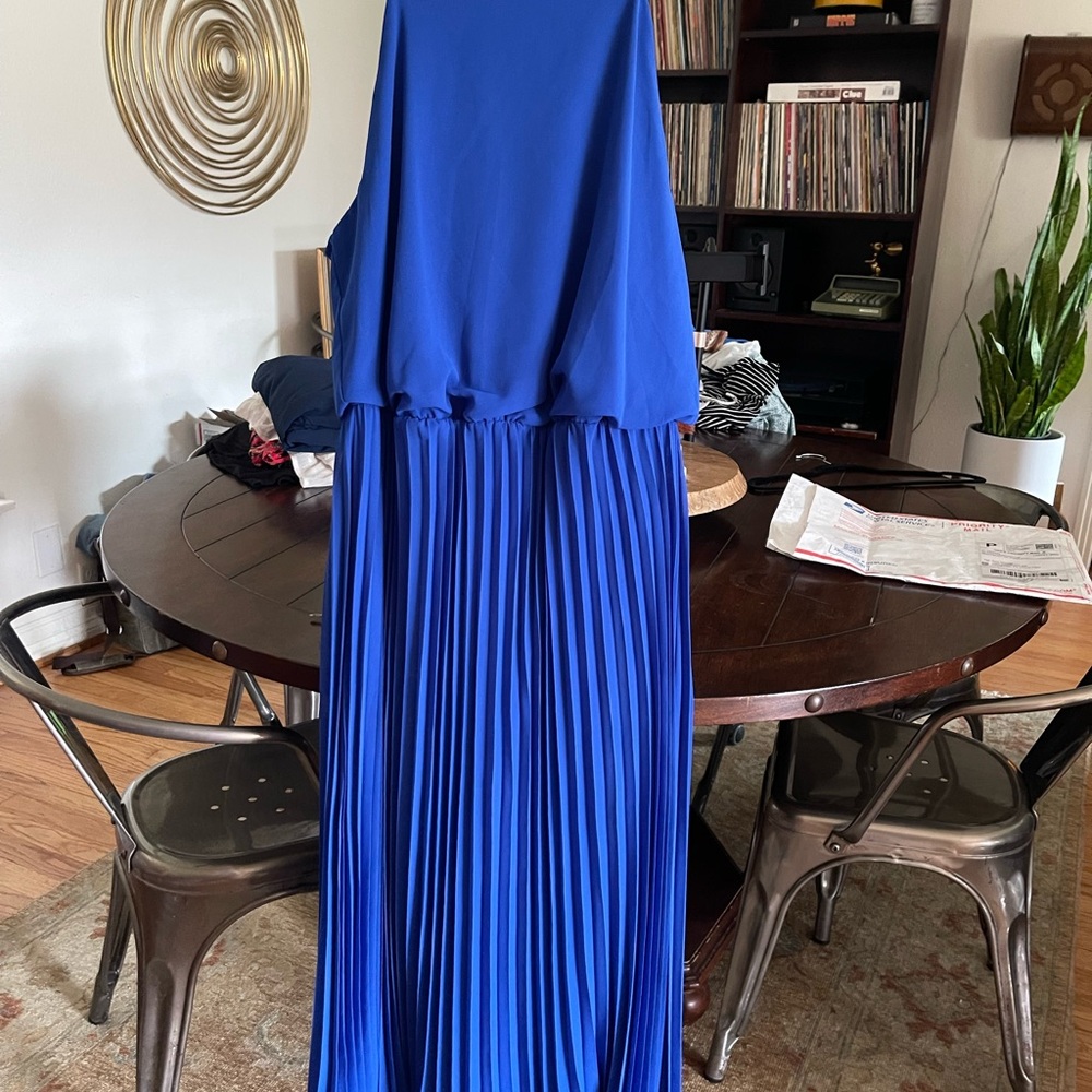 Elegant Blue Pleated Sleeveless Sam Edelman Dress (worn twice)